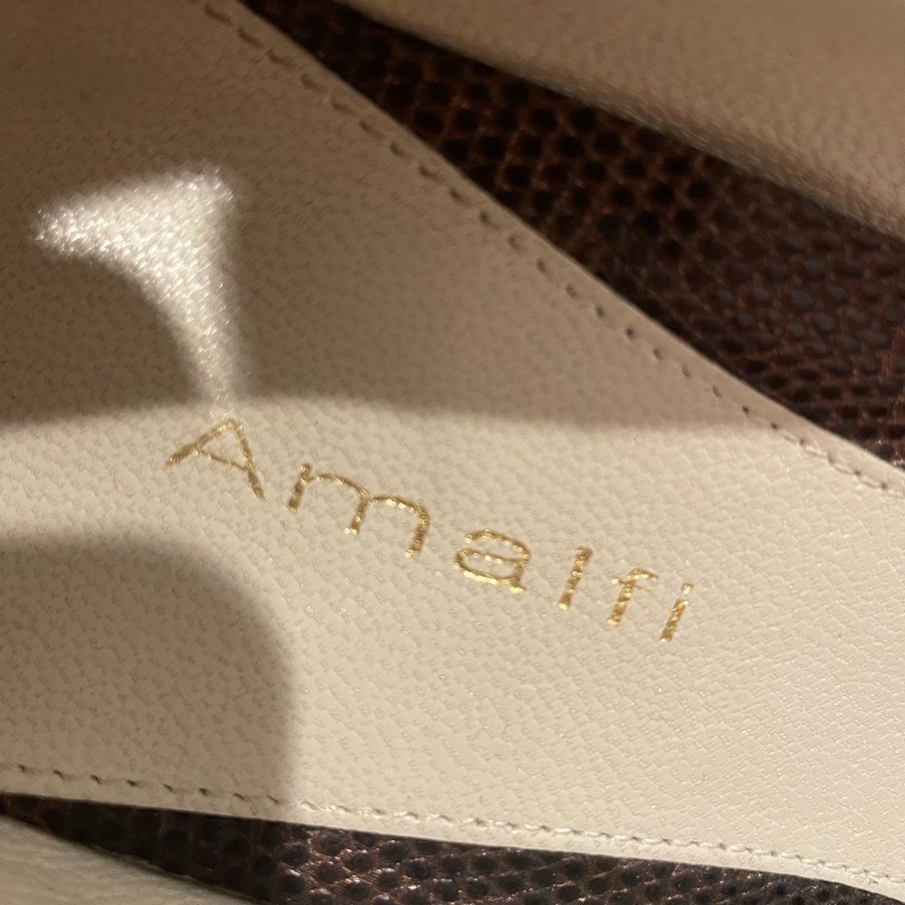 Amalfi Heels Bronze Made In Italy Leather Shoes Bow Detail Size 9B - Picture 4 of 15
